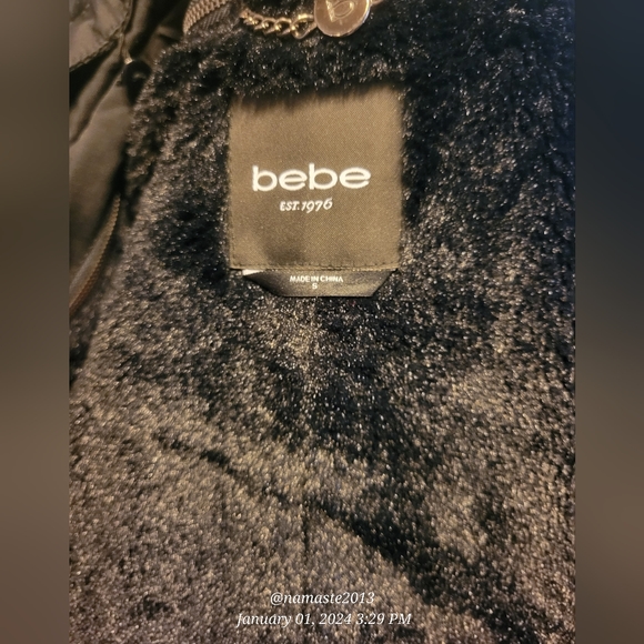 Bebe Cotton Blend Double Lined Removable Lining Faux Fur Trench Coat #510 - Picture 13 of 17